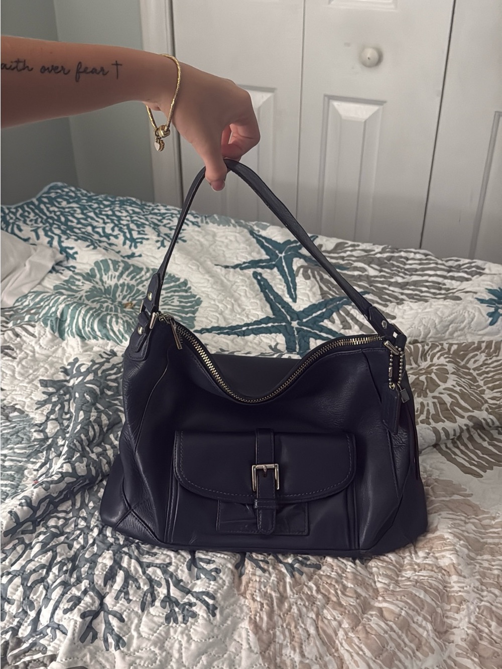 Coach Navy blue Leather Shoulder Bag - Timeless Women's Handbag